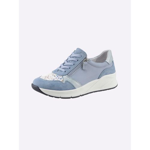 Sneaker CASUAL LOOKS, Damen, Gr. 38, weiß (hellblau, weiß), Glattleder, Veloursleder, sportlich, Schuhe