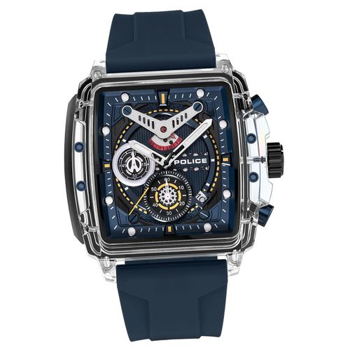 Police Silikon Herren Uhr Chronograph Armband dunkelblau Police Clout D2UPOO0052403