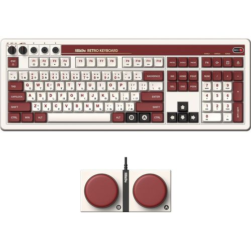 8BitDo Retro Mechanische Tastatur (Fami Edition) mit integriertem Numpad Dual Super Buttons - UK