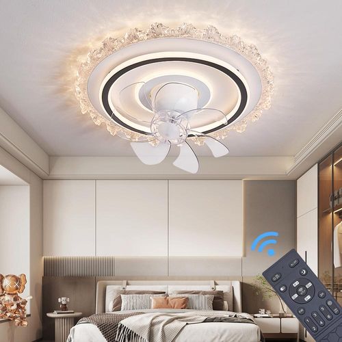 Deckenventilator mit LED Beleuchtung mit Fernbedienung Lichtfarbe/Helligkeit einstellbar 6 Geschwindigkeiten, timer 2 Stunden Sommer-, und Wintermodus (Fan1805-YT)