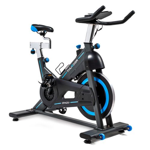 THUNDER® | SPINZO | Bike | Mechanischer Widerstand | Bluetooth | Schwungrad 18 kg | Für HIIT & Indoor Cycling | Max. Stabilität