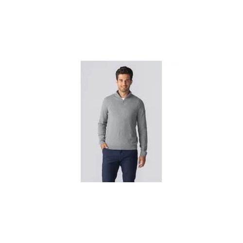 Pullover halb Reißverschluss - graue Melange - Mann - 3xl - TeeShoppen