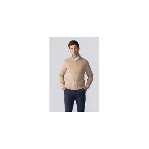 Pullover Zip Strickjacken - Sand - Mann - 2xl - TeeShoppen