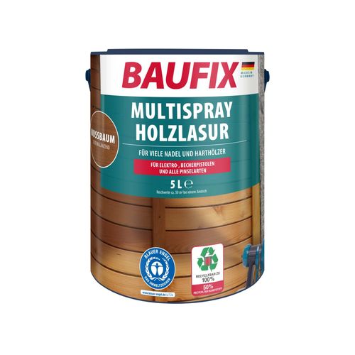 BAUFIX Multispray Holzlasur nussbaum seidenglänzend, 5 Liter, Holzlasur