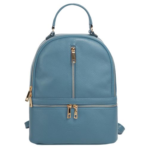 Cityrucksack SAMANTHA LOOK, Gr. B/H/T: 30cm x 25cm x 9cm, onesize, blau (hellblau), Rindsleder, Leder, unifarben, casual, Rucksäcke, echt Leder, Made in Italy