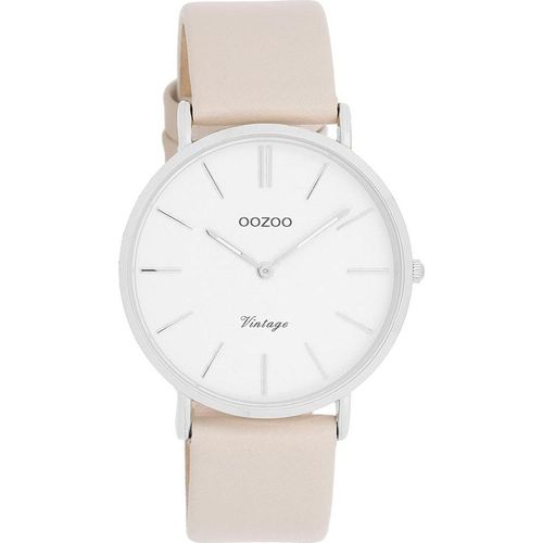 Quarzuhr OOZOO, beige, Armbanduhren, Damen, Armbanduhr, Damenuhr, Lederarmband, analog