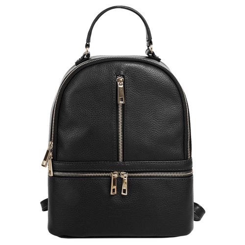 Cityrucksack SAMANTHA LOOK, Gr. B/H/T: 30cm x 25cm x 9cm, onesize, schwarz, Rindsleder, Leder, unifarben, casual, Rucksäcke, echt Leder, Made in Italy