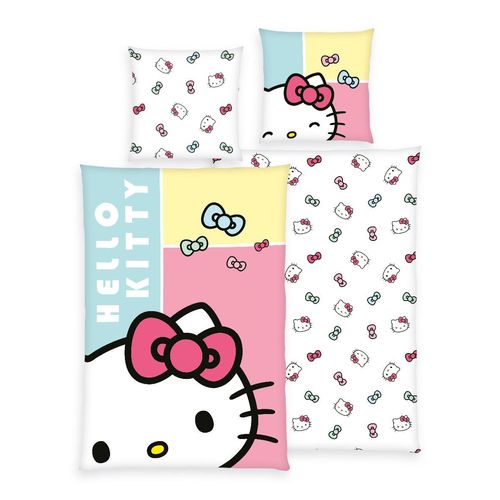 Hello Kitty Bettwäsche Größe 80x80 + 135x200 cm