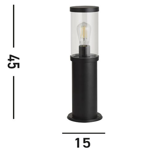 Sockelleuchte Bakerloo, IP44, schwarz, Höhe 45 cm, Metall