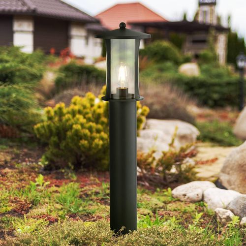 Pollerleuchte Pagoda, IP44, schwarz, Höhe 73 cm, Metall