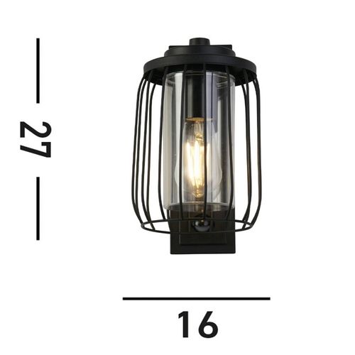 Außenwandleuchte Reed, IP44, schwarz, Metall