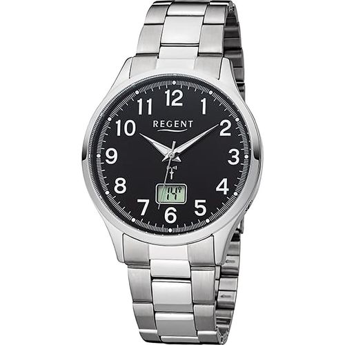 Regent Metall Herren Uhr Armbanduhr Quarz silber Funkuhren D2URFR273