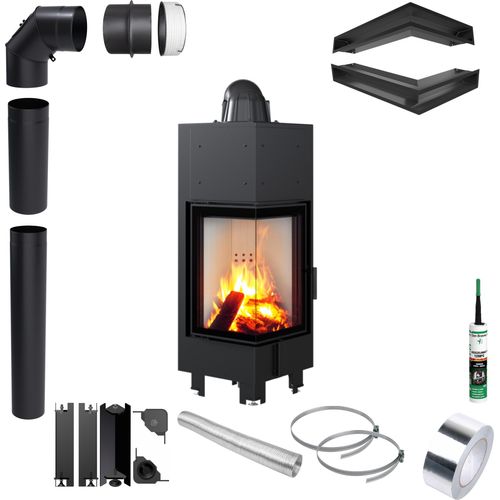 Kamineinsatz KRATKI MBN Links 10kW Ø200 Eco mit Montageset