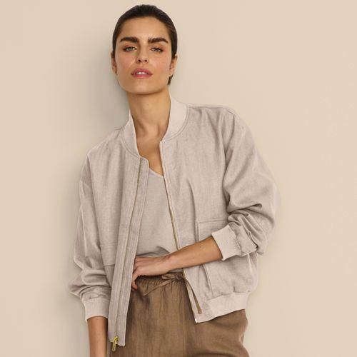 Leinen-Bomberjacke, Damen,  Weiß, Leinen, by Lands' End