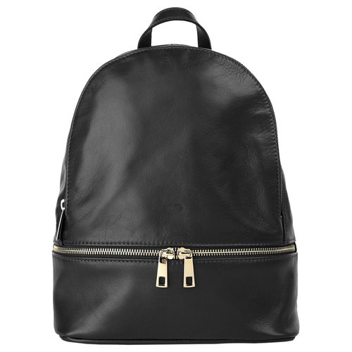 Cityrucksack PIKÉ, Gr. B/H/T: 28cm x 24cm x 9cm, onesize, schwarz, Rindsleder, Leder, klassisch, Rucksäcke, echt Leder, Made in Italy