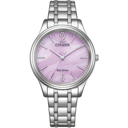 Solaruhr CITIZEN, silberfarben, rosa, Armbanduhren, Damen, Armbanduhr, Damenuhr, Edelstahlarmband, Batterie-Entladungsanzeige