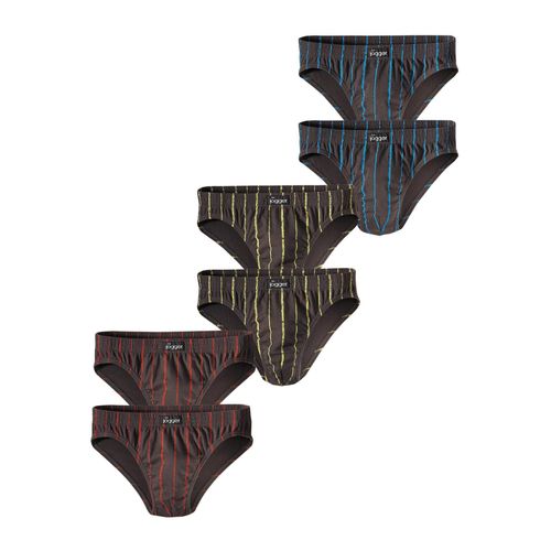 Slip LE JOGGER, Herren, Gr. 4 (S), bunt (grau, rot, grau, blau, grau, gelb), Jersey, Obermaterial: 95% Baumwolle, 5% Elasthan, gestreift, körpernah, Unterhosen, aus Baumwoll-Stretchqualität