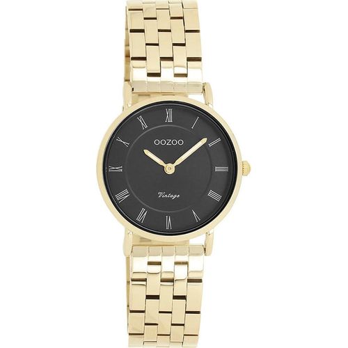 Quarzuhr OOZOO, gold (goldfarben, schwarz), Armbanduhren, Damen, Armbanduhr, Damenuhr, Edelstahlarmband, analog