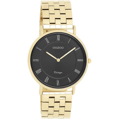 Quarzuhr OOZOO, gold (goldfarben, schwarz), Armbanduhren, Damen, Armbanduhr, Damenuhr, Edelstahlarmband, analog