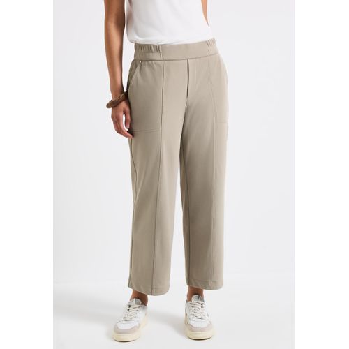 Bügelfaltenhose STREET ONE, Damen, Gr. 36, Länge 26, buff grau, Stoff, 95% Polyamid, 5% Elasthan, unifarben, casual, comfort fit knöchelfrei, Hosen, mit Elastikbund