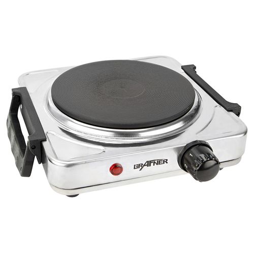 Grafner Kochplatte einzel 1000 Watt mit klappbaren Griffen Edelstahl KP10881