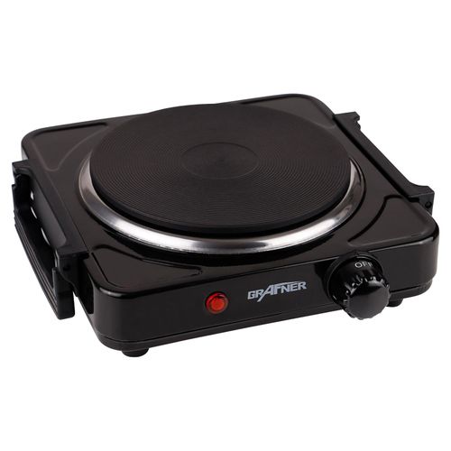 Grafner® Kochplatte einzel 1000 Watt mit klappbaren Griffen Schwarz KP10878