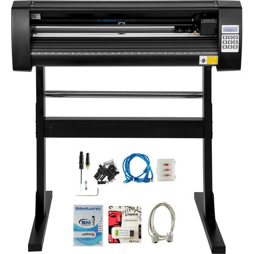 SucceBuy 28 Zoll Vinyl-Schneidemaschine, 720 mm Papierzufuhr-Plotter mit stabilem Bodenständer, Schwarz