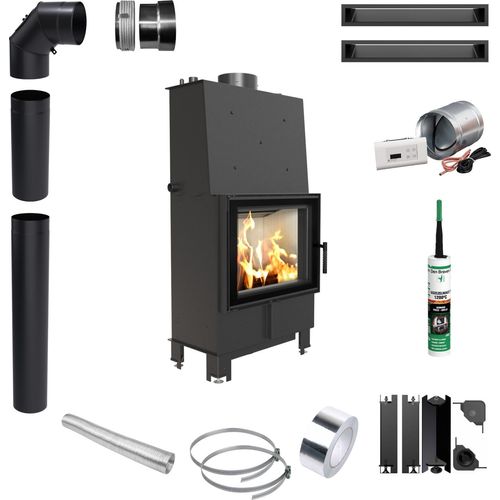 Kamin mit Wassermantel KRATKI LUCY 12kW Ø200 Montageset mit Schließung