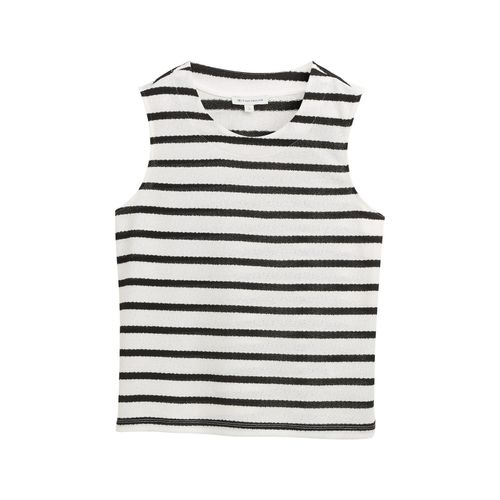 TOM TAILOR Damen Stricktop mit Rundhalsausschnitt, schwarz, Gemustert, Gr. M Image