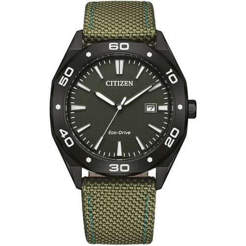 Solaruhr CITIZEN, olivgrün, Armbanduhren, Herren, Armbanduhr, Herrenuhr, Edelstahlarmband, analog, Datum, Eco-Drive