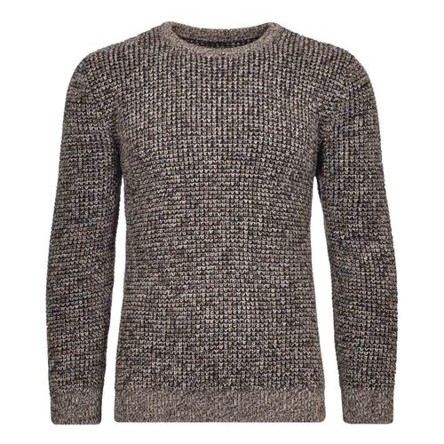 Rundhalspullover RAGMAN, Herren, Gr. 56, grau (taupe, grau mouliniert, 187), 100% Baumwolle, casual, Rundhals, Langarm, Pullover
