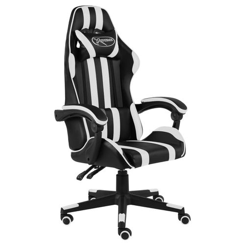 Gaming-Stuhl Schwarz Und Kunstleder | Farbe: Weiß | Modell: Ohne Fußablage