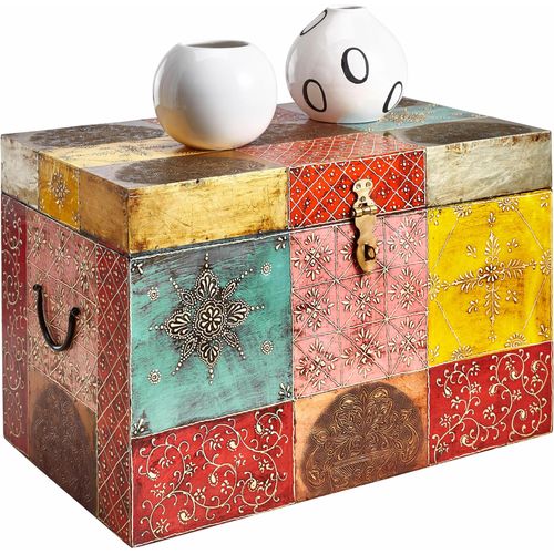 Home affaire Truhe »Vivek«, handbemalt, mit Metallverschluss