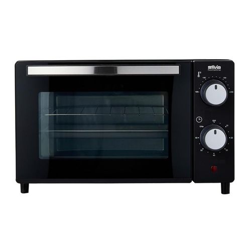 Silva Homeline Minibackofen , Schwarz , Kunststoff , 36.2x22.1x28.6 cm , herausnehmbares Krümelblech, Timer, akustisches Signal Ein-/Aus ,