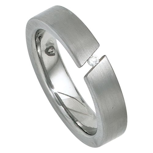 Diamantring JOBO Gr. 58, silber (edelstahlfarben), Fingerringe, Damen, 58, SI = kleine Einschlüsse, Diamanten-Edelstahl, Diamanten, Edelstahl, Edelstahl mit Diamant 0,03 ct.