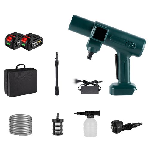 18-V-Akku-Hochdruckreiniger, Haushalts-Hochdruck-Autowaschwerkzeug, tragbare Fahrzeugreinigungsmaschine, Autowaschanlage mit Schaumflasche, 6-in-1-Duesen, 5-m-Wasserschlauch Image