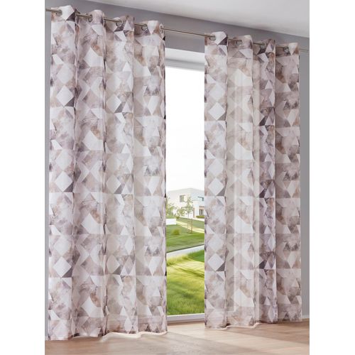 Gardine HEINE HOME Gr. 3, grau (taupe), B:135cm H:225cm, Polyester, Gardinen