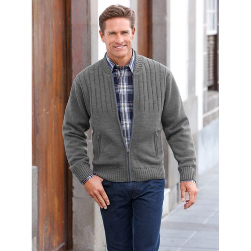 Strickjacke CLASSIC, Herren, Gr. 62, grau, 50% Polyacryl, 50% Wolle, unifarben, Langarm, Strickjacken