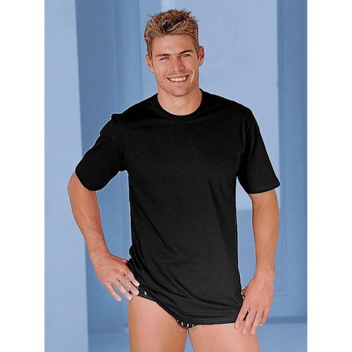 Unterhemd SCHIESSER, Herren, Gr. 8, Normalgrößen, schwarz, 100% Baumwolle, Rundhals, Kurzarm, Unterhemden
