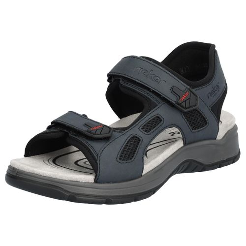 Trekkingsandale RIEKER, Herren, Gr. 40, schwarz (jeansblau, schwarz), Lederimitat, Textil, sportlich, Schuhe, Sommerschuh, Outdoorsandale, Freizeitsandale, mit Klettverschlüssen, Topseller