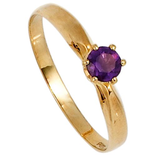 Goldring JOBO Gr. 56, gelb (gelbgold 585), Fingerringe, Damen, 56, Gelbgold 585, 585 Gold mit Amethyst