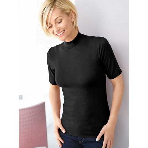 Unterziehshirt WÄSCHEPUR, Damen, Gr. 42, Normalgrößen, schwarz, 95% Modal, 5% Elasthan, Turtleneck, Kurzarm, Unterhemden