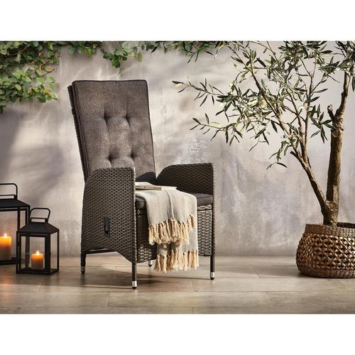 Ambia Garden Gartensessel , Grau, Dunkelgrau , Metall, Kunststoff, Textil , rund , 55x108x71 cm , Gartenmöbel, Gartenstühle, Gartenstühle