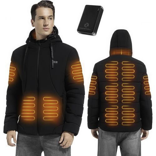 Wasserdichte Heizjacke mit Powerbank von XINSONYUELL, Schwarz, Größe L