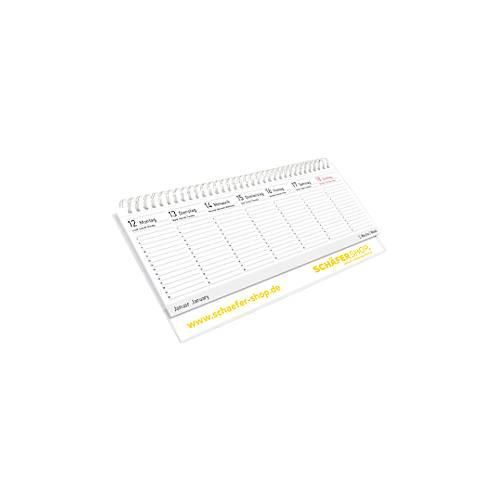 Tischquerkalender Schäfer Shop Select, Kalendarium in vers. Sprachen, B 298 x H 105 mm, Karton, weiß