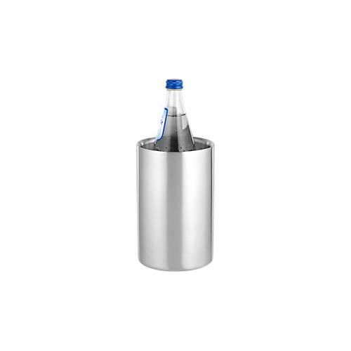 Flaschenkühler Caterado MIAMI, rund, doppelwandig, für Flaschen mit Dicke bis 105 mm, spülmaschinenfest, Ø 120 x H 195 mm, Edelstahl gebürstet, silber