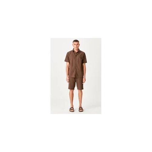 Wäsche mit kurzärärmernem Hemd + Leinen Shorts - Kaffee - Mann - TeeShoppen