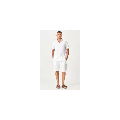 Wäsche mit kurzärärmernem Hemd + Leinen Shorts - Weiß - Mann - TeeShoppen