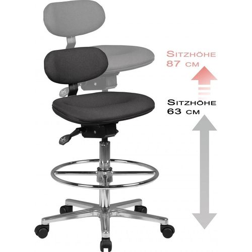 Arbeitsstuhl Rollhocker mit Lehne Höhenverstellbar Drehhocker Hocker Stehhilfe
