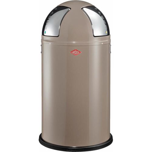 Wesco Doppel-Mülleimer Push Two, Duo Mülleimer, Doppelmülleimer, Abfalleimer, Stahlblech, Warm Grey, 2 x 25 L, 175861-57